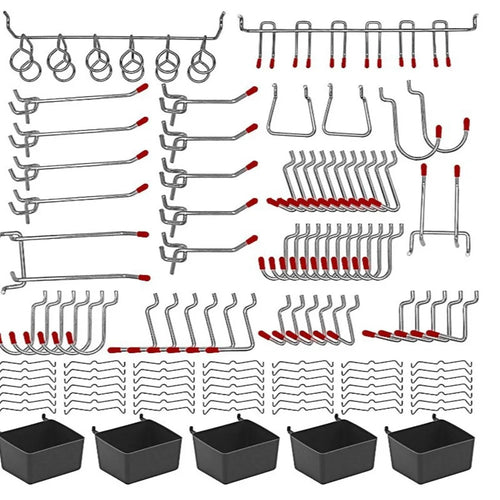 114Pcs Pegboard Hooks Set 2.5cm Hole Spacing Metal Hanging Accessories - 1