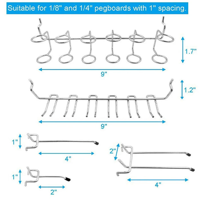 4 Storage Boxes with 80 Pegboard Hooks Multipurpose Wall Mount Organizer Tool Hanger Kit - 5