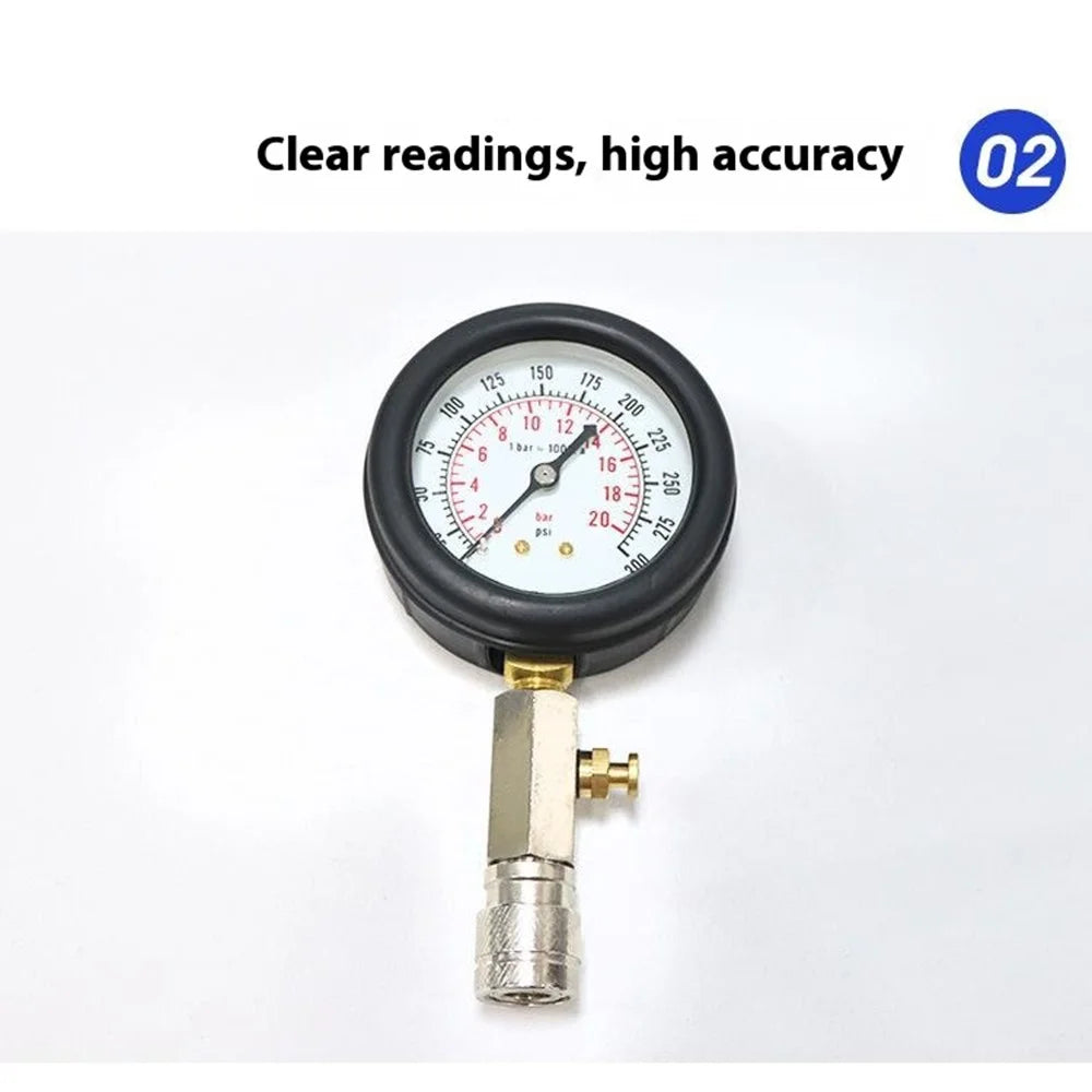 Car Motorcycle Engine Cylinder Compression Tester Gauge Kit Professional Diagnostic Tool - 4
