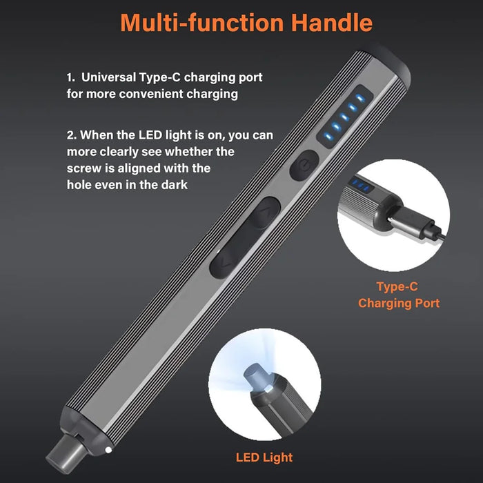 52 in 1 Electric Precision Screwdriver Set 5-Gear Adjustable LED Light Magnetic Bits Tool Kit for Electronics Repair - 2