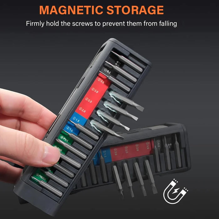 52 in 1 Electric Precision Screwdriver Set 5-Gear Adjustable LED Light Magnetic Bits Tool Kit for Electronics Repair - 7