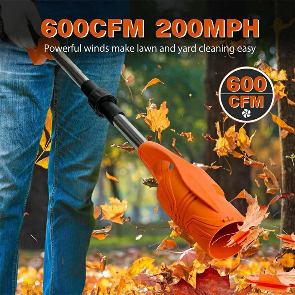 Foldable Cordless Leaf Blower High Power Electric Snow Dust Blower Handheld Fan for Garden / Outdoor Cleaning - Orange - 3