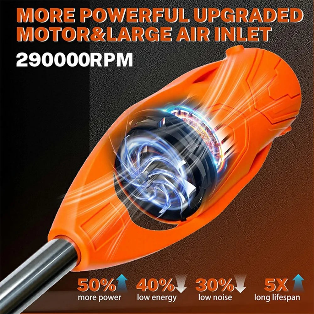 Foldable Cordless Leaf Blower High Power Electric Snow Dust Blower Handheld Fan for Garden / Outdoor Cleaning - Orange - 5