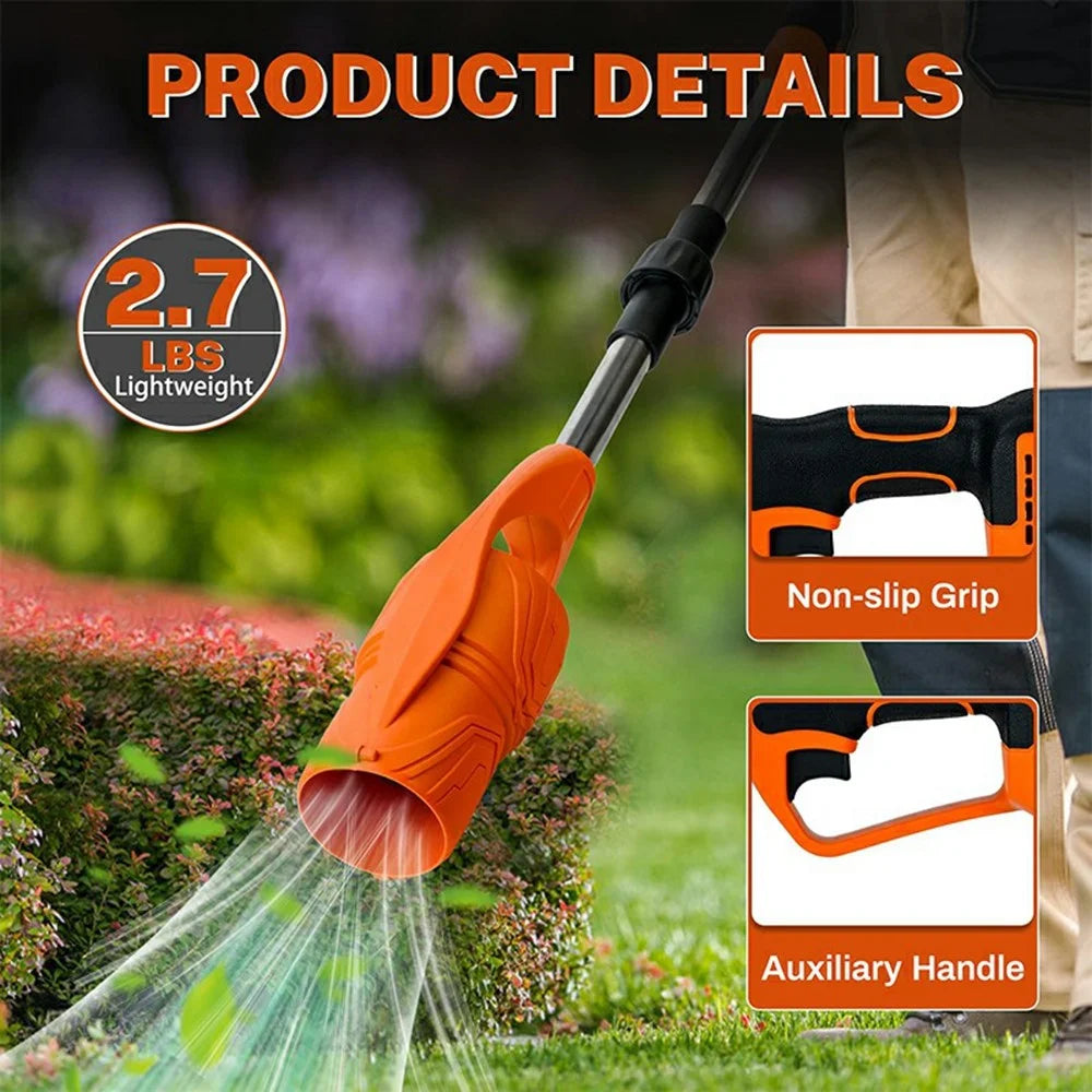 Foldable Cordless Leaf Blower High Power Electric Snow Dust Blower Handheld Fan for Garden / Outdoor Cleaning - Orange - 6