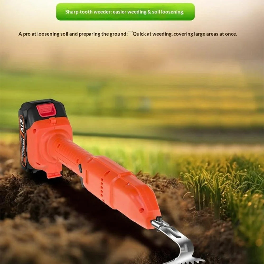 W02 235RPM Lithium-Electric Tiller Handheld Hoe Cordless Weeder for Home Garden Bonsai Soil Loosening with 2 Batteries - 3