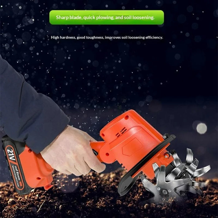 W01 235RPM Cordless Mini Cultivator 10cm Tilling Depth  /  Width Lithium-Electric Tiller Handheld Hoe for Gardening with 2 Batteries - 3