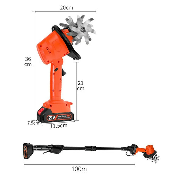 W01 235RPM Cordless Cultivator Lithium-Electric Tiller with 2 Extension Poles Handheld Electric Hoe for Home Gardening, with 2 Batteries - 7