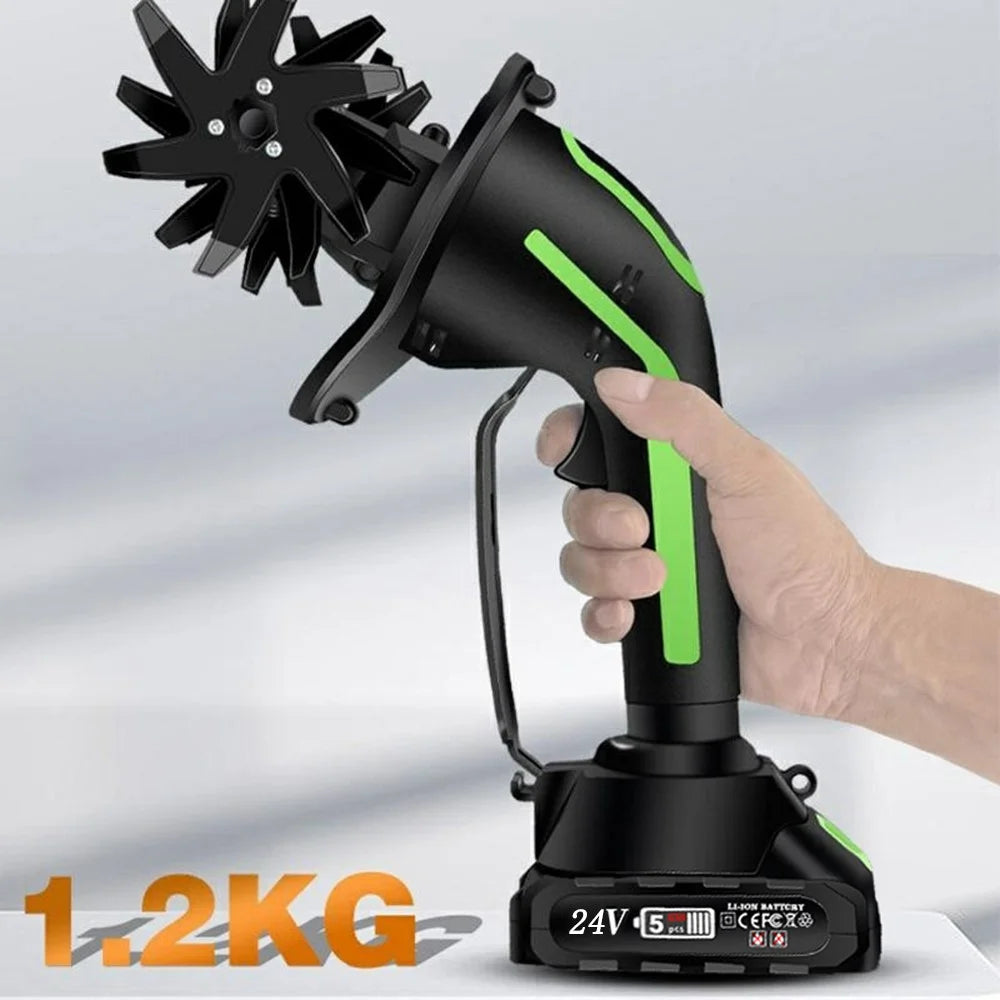 235RPM Lithium-Electric Tiller Cordless Mini Cultivator Handheld Electric Tiller for Home Gardening Flower Planting, with 2 Batteries - 3