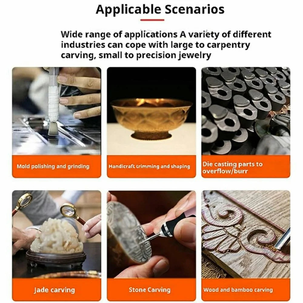 Mini Lithium Electric Grinder Cordless Drilling Carving Polishing Grinding Machine Electric Grinding Pen Set with Carving Templates - Rose Gold - 5