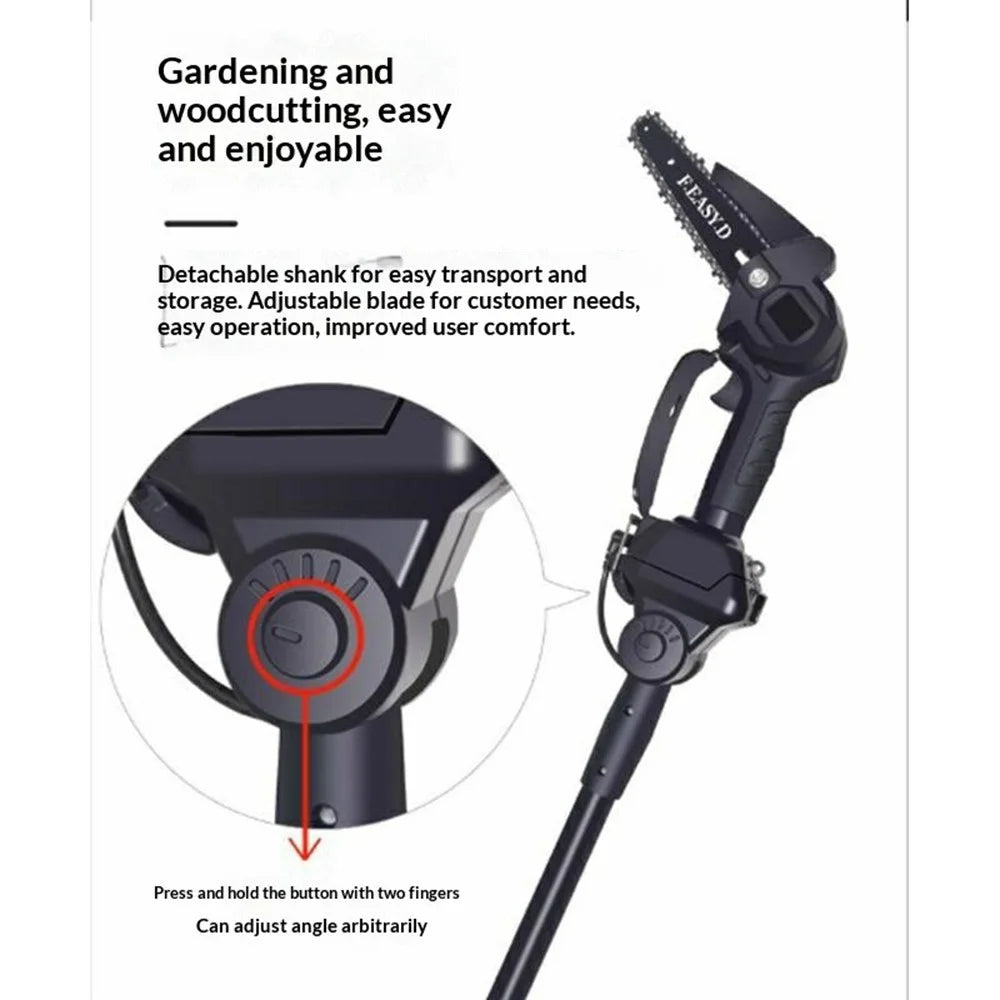 F.EASY.D High Branch Handheld Mini Electric Chainsaw Cordless Lithium-Ion Saw One-Handed with Removable Telescopic Pole for Orchard High Branch Pruning - 4
