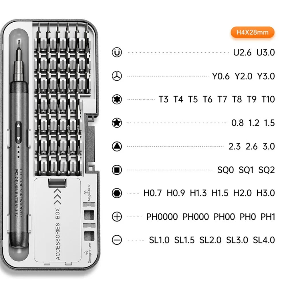 46 in 1 Precision Electric Screwdriver Set Rechargeable Cordless Torque Tool Kit for Mobile Cell computer Repair - Grey - 2