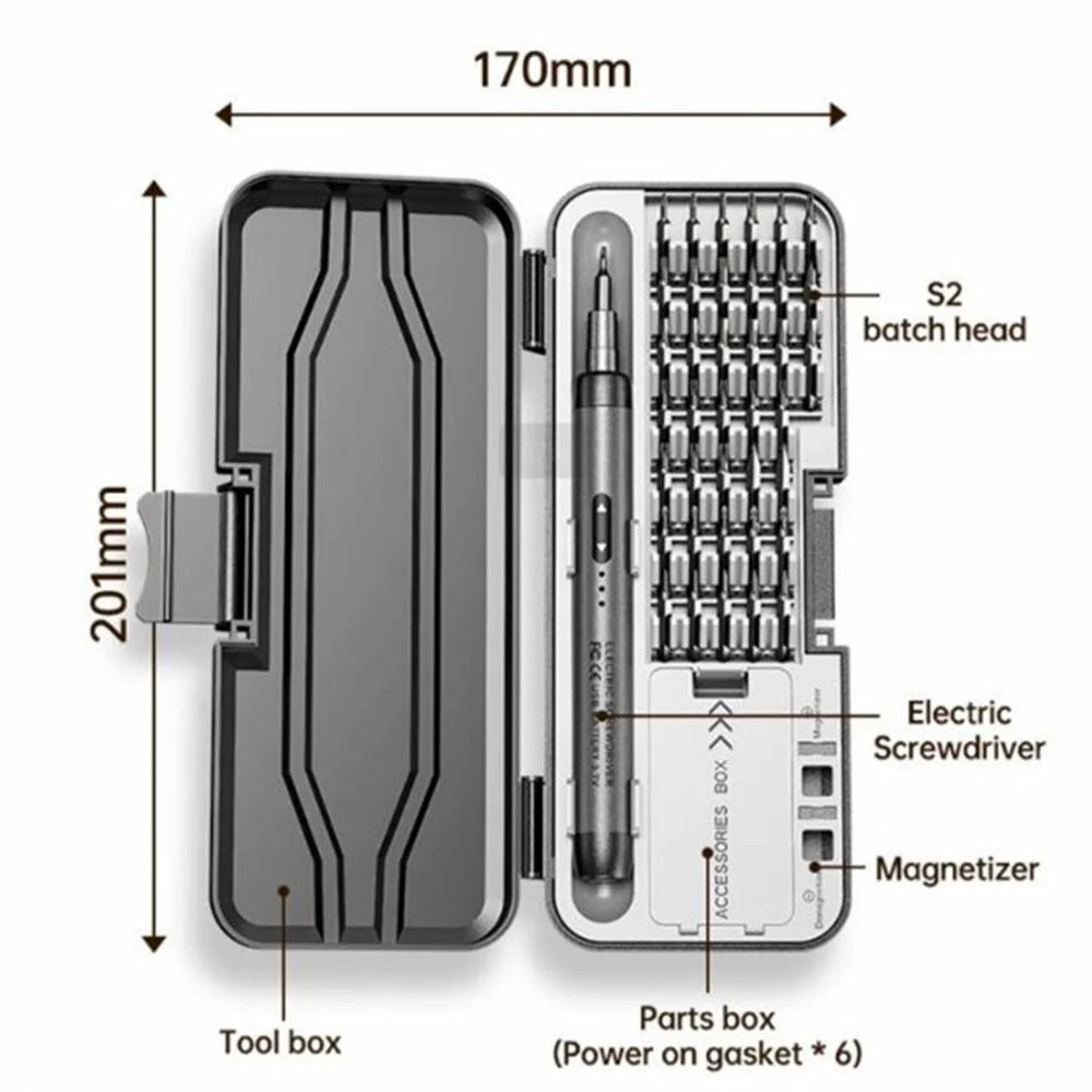46 in 1 Precision Electric Screwdriver Set Rechargeable Cordless Torque Tool Kit for Mobile Cell computer Repair - Grey - 7