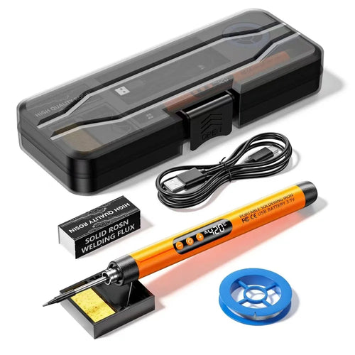 USB Rechargeable Soldering Iron Kit Portable Wireless Digital Display Temperature Control Soldering Iron - Orange - 1
