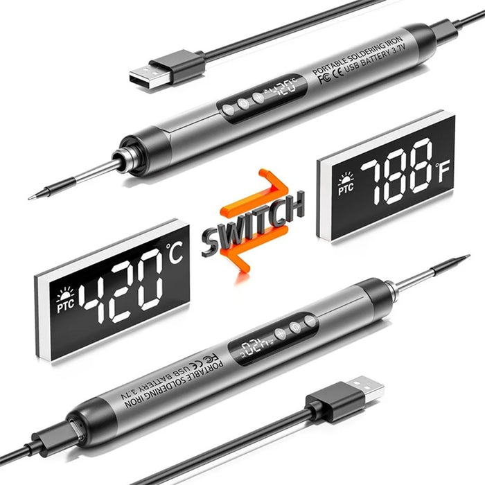 USB Rechargeable Soldering Iron Kit Portable Wireless Digital Display Temperature Control Soldering Iron - Orange - 7