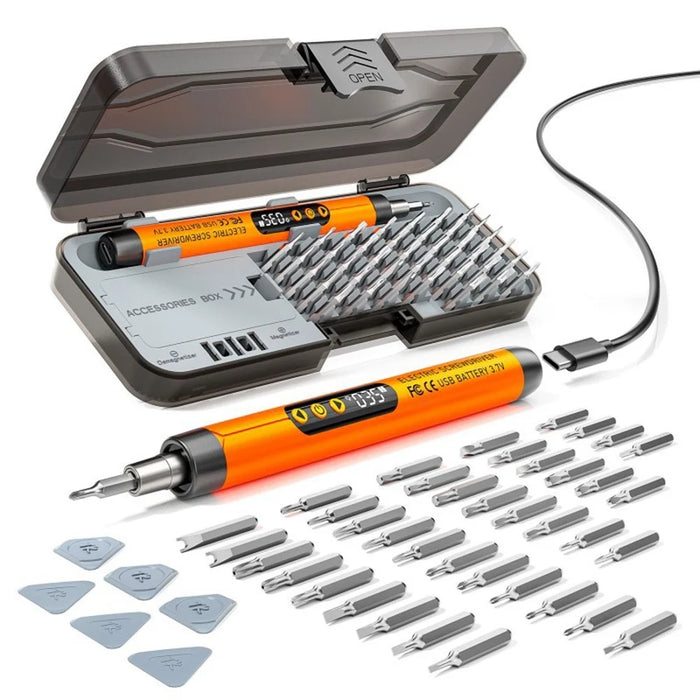 47 in 1 Electric Screwdriver Set Digital Display USB Rechargeable PC Phone Repair Tool Kit - Orange - 2