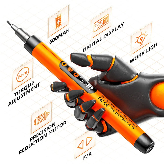 47 in 1 Electric Screwdriver Set Digital Display USB Rechargeable PC Phone Repair Tool Kit - Orange - 6