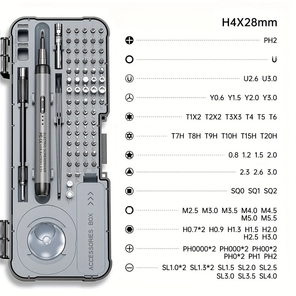 88Pcs / Set Rechargeable Precision Electric Screwdriver with Magnetic Bits Kit for Mobile Phone PCB Watch Repair Tool - Grey - 5
