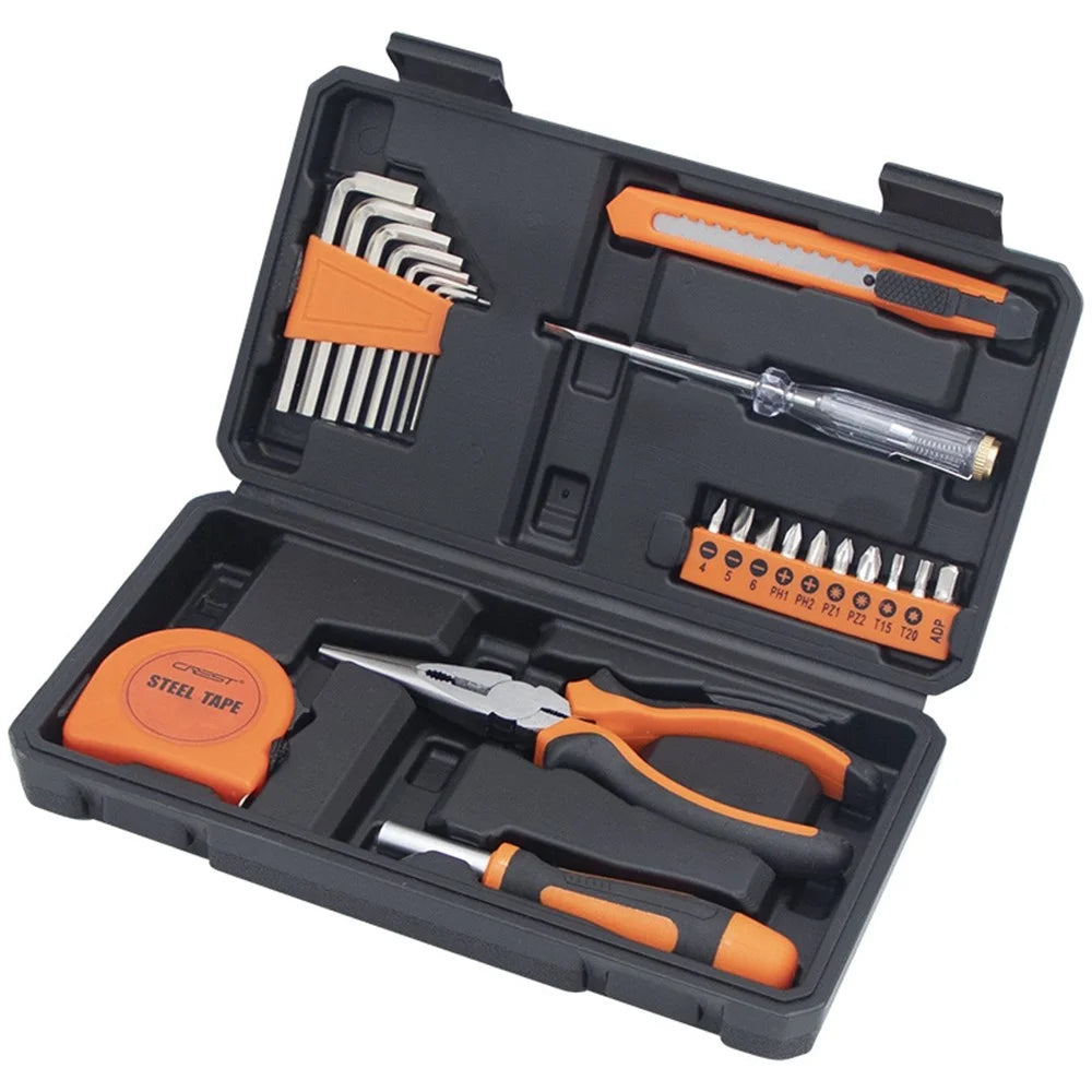 CREST 23Pcs Household Tool Kit Set Screwdriver Repair Toolbox for Home Maintenance - Orange - 3