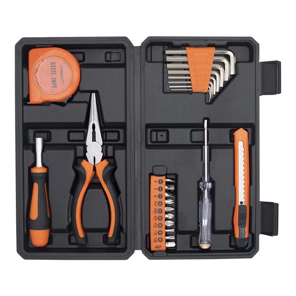 CREST 23Pcs Household Tool Kit Set Screwdriver Repair Toolbox for Home Maintenance - Orange - 4