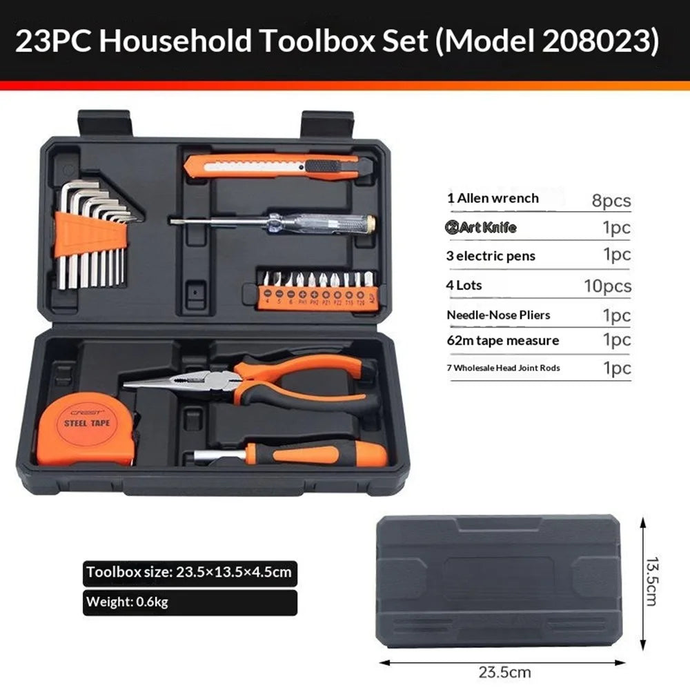 CREST 23Pcs Household Tool Kit Set Screwdriver Repair Toolbox for Home Maintenance - Orange - 5