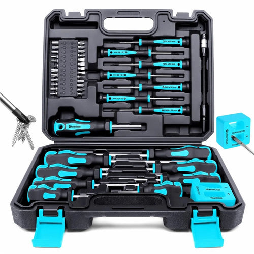 43Pcs Magnetic Screwdriver Set Chrome Vanadium Steel Tools Kit with Storage Case for Electronic Repair - Blue - 1