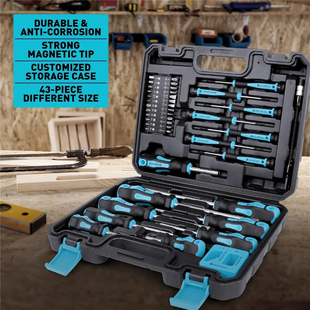 43Pcs Magnetic Screwdriver Set Chrome Vanadium Steel Tools Kit with Storage Case for Electronic Repair - Blue - 4