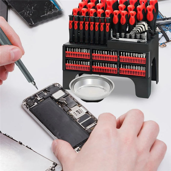 118Pcs Magnetic Screwdriver Set with Magnetizer Demagnetizer Tool Kit for Electronics Repair - Red - 2