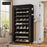 10-Tier Shoe Rack Non-Woven Fabric Dustproof Storage Cabinet with Roll Up Zipper Door Side Pocket, 80x30x166cm - Black - 1