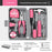 13Pcs Household Tool Kit with Hammer Screwdriver Pliers Tape Measure Hex Wrench Set for Home Repair - Pink - 2