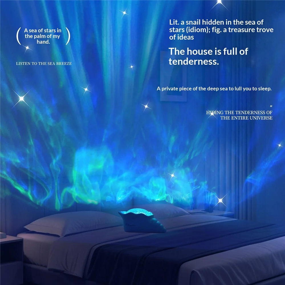 Y-10 Conch Star Projector Night Light 2000mAh Dynamic Water Ripple Projection Lamp with Built-in White Noise for Bedroom - 3