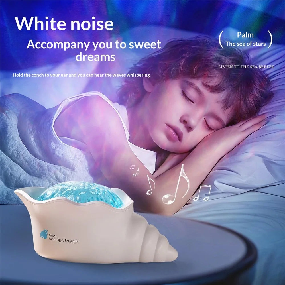 Y-10 Conch Star Projector Night Light 2000mAh Dynamic Water Ripple Projection Lamp with Built-in White Noise for Bedroom - 4