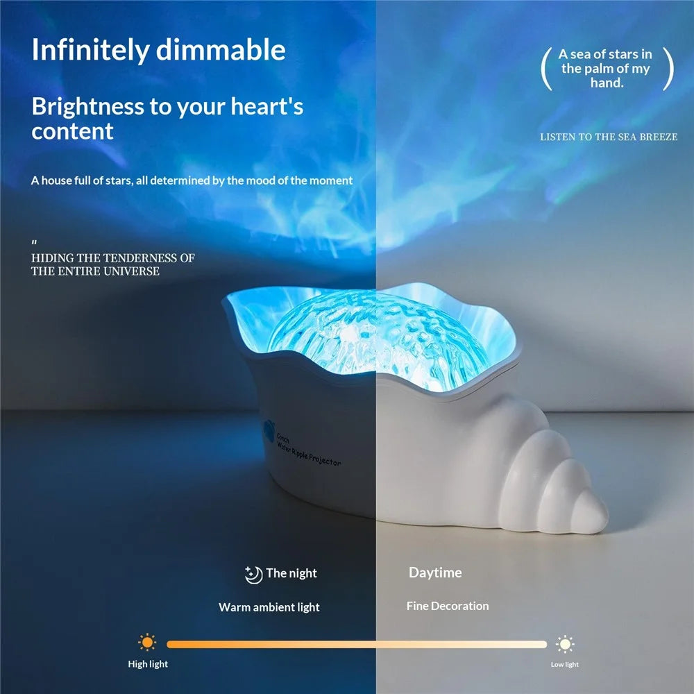 Y-10 Conch Star Projector Night Light 2000mAh Dynamic Water Ripple Projection Lamp with Built-in White Noise for Bedroom - 5