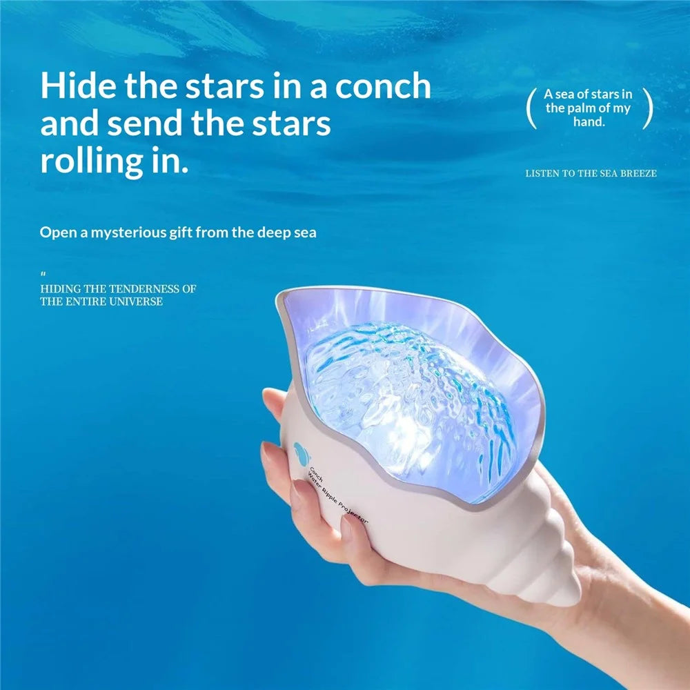 Y-10 Conch Star Projector Night Light 2000mAh Dynamic Water Ripple Projection Lamp with Built-in White Noise for Bedroom - 6