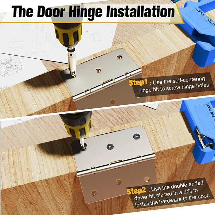Adjustable Door Hinge Mortise Template Kit Wood Router Locator for 3-5 Inch Hinges Installation - Blue - 5