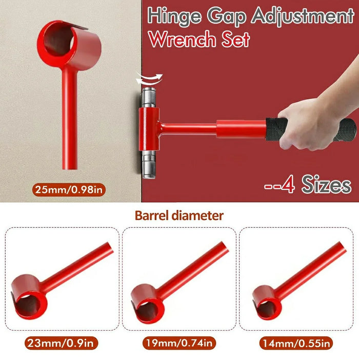 4 in 1 Door Hinge Gap Adjustment Tool with Storage Bag 14-25mm Socket Wrench Set for Home Door Repair - 4