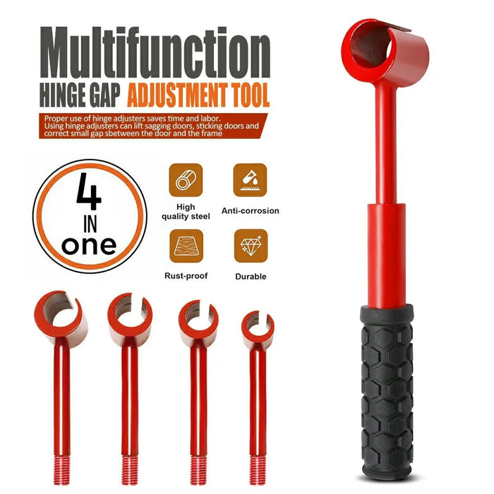 4 in 1 Hinge Gap Adjustment Tool 14-25mm Steel Door Hinge Repair Wrench for Home - Red - 2