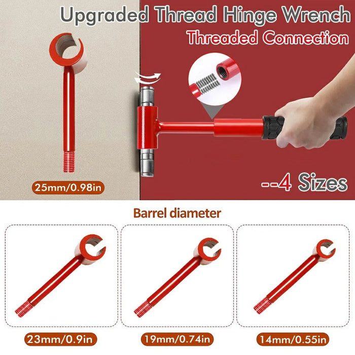 4 in 1 Hinge Gap Adjustment Tool 14-25mm Steel Door Hinge Repair Wrench for Home - Red - 4