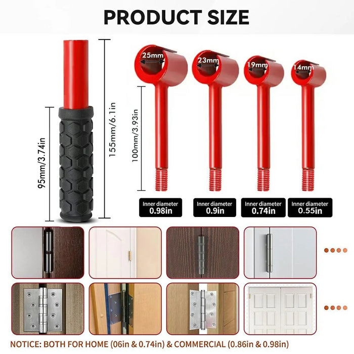 4 in 1 Door Hinge Gap Adjustment Tool with Canvas Bag , 14-25mm Hinge Alignment Wrench with Threaded Handle - Red - 7