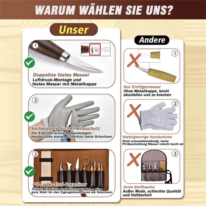 24Pcs Wood Carving Kit Whittling Tool Set with PU Leather Roll-up Bag for Beginners - 2
