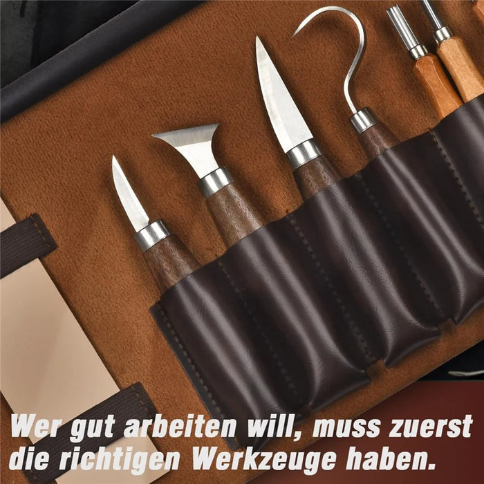 24Pcs Wood Carving Kit Whittling Tool Set with PU Leather Roll-up Bag for Beginners - 4