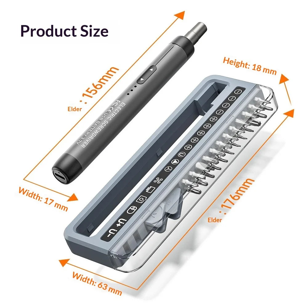 32 in 1 Precision Electric Screwdriver Set Type-C Rechargeable Tool Kit for Electronic Repair - Grey - 6
