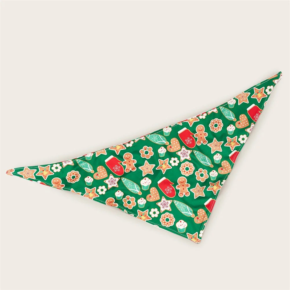 Christmas Dog Bandanas Pet Bib Bandanas Pet Scarf Gift Washable Dog Bib Costume [Size: M / L] - Biscuit - 4