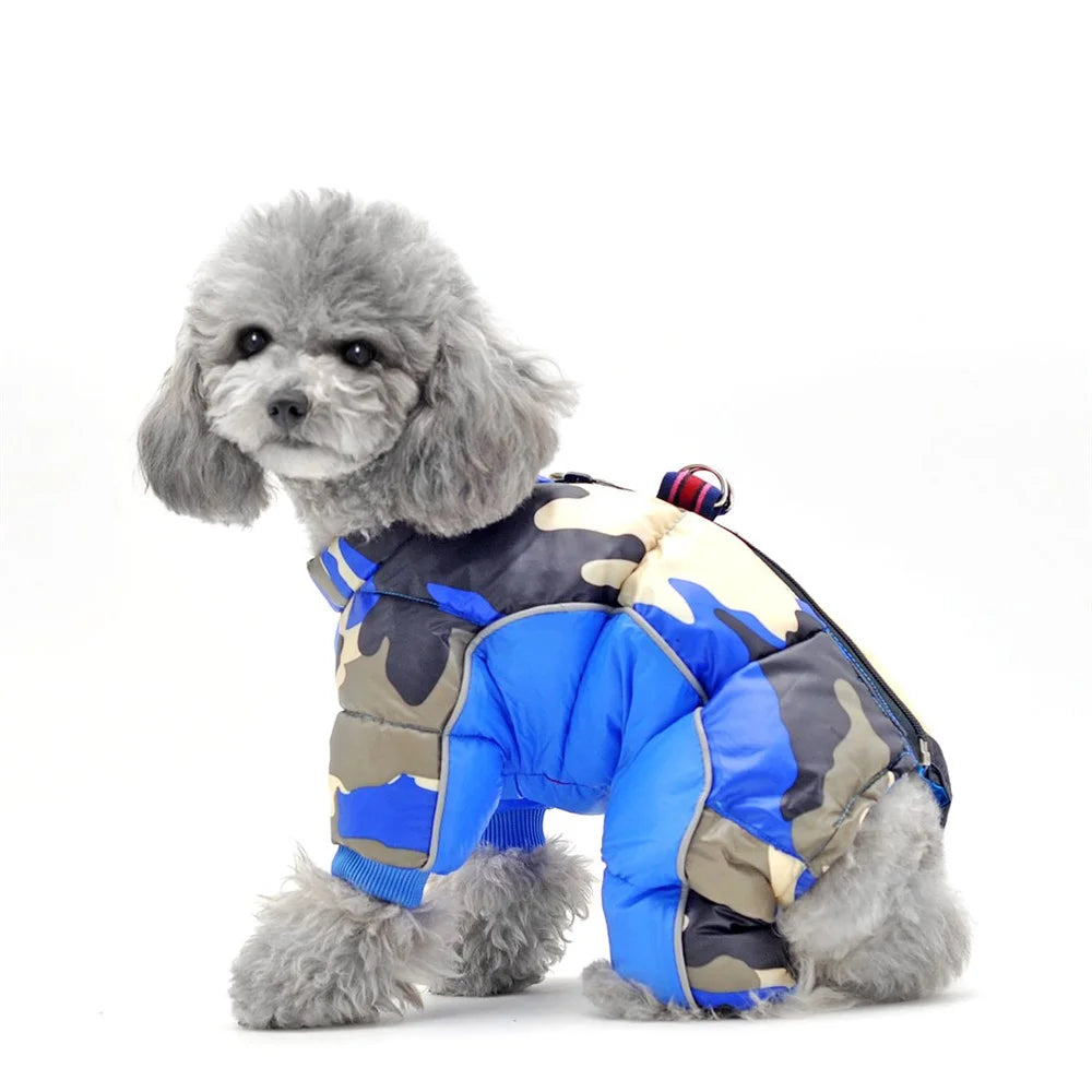TG-CL060 Camouflage Splicing Pet Dog Zipper Coat Waterproof Winter Puppy Outwear Pet Gift - Blue Camouflage / Size 14 - 2