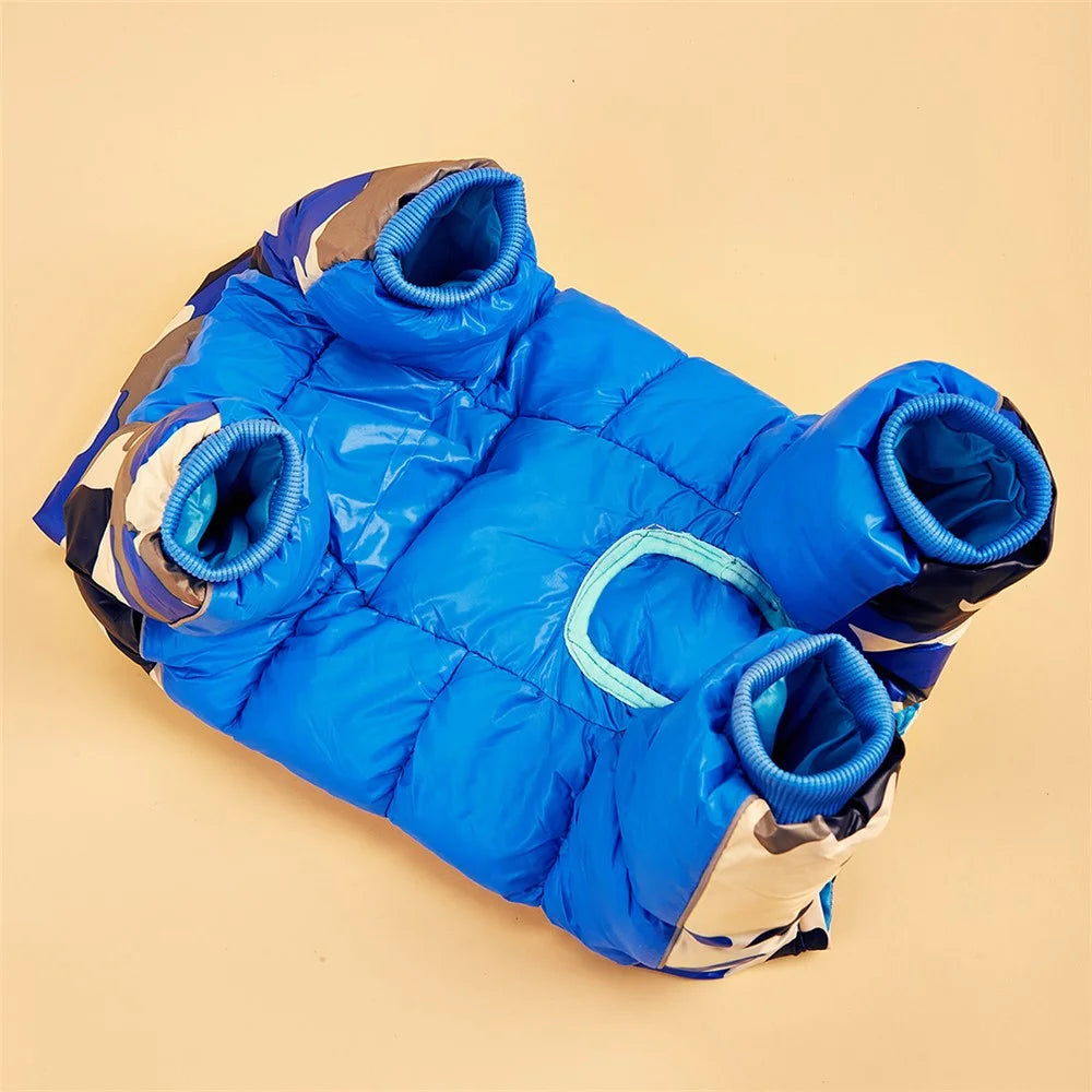 TG-CL060 Camouflage Splicing Pet Dog Zipper Coat Waterproof Winter Puppy Outwear Pet Gift - Blue Camouflage / Size 14 - 5