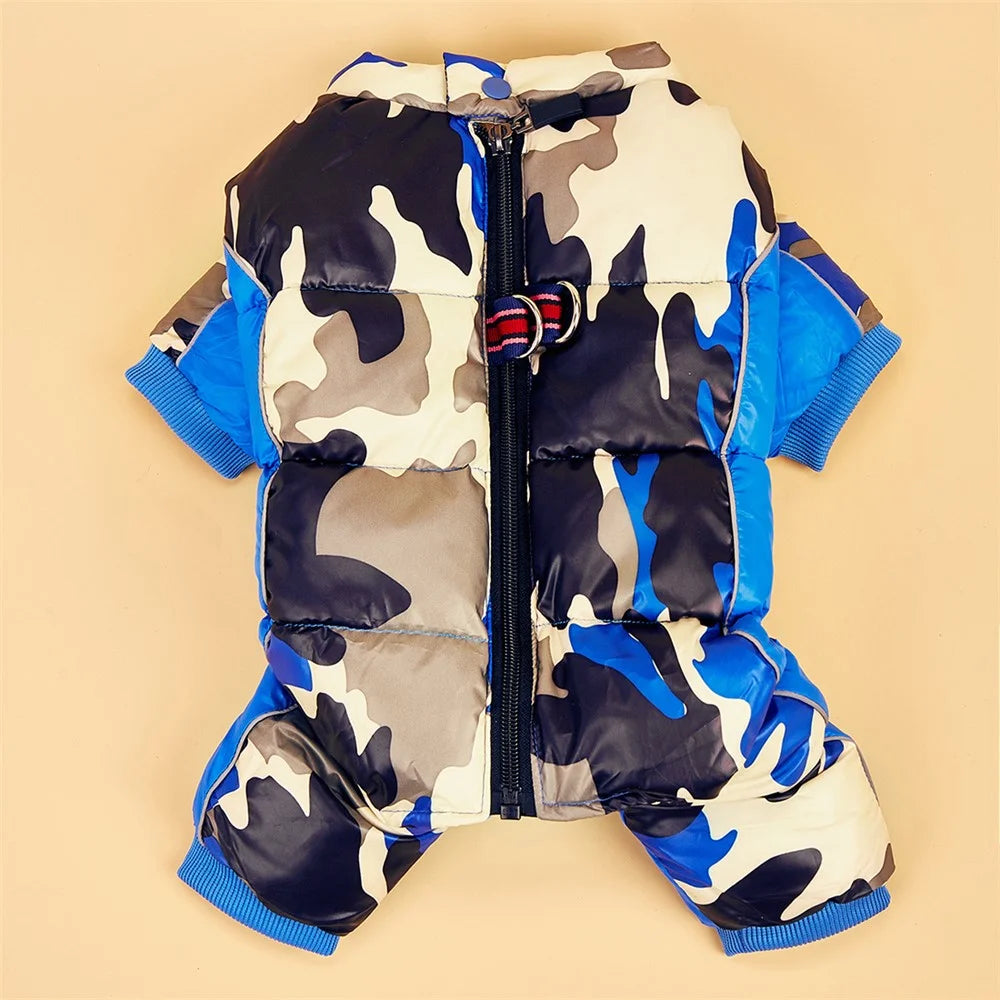 TG-CL060 Camouflage Splicing Pet Dog Zipper Coat Waterproof Winter Puppy Outwear Pet Gift - Blue Camouflage / Size 14 - 6