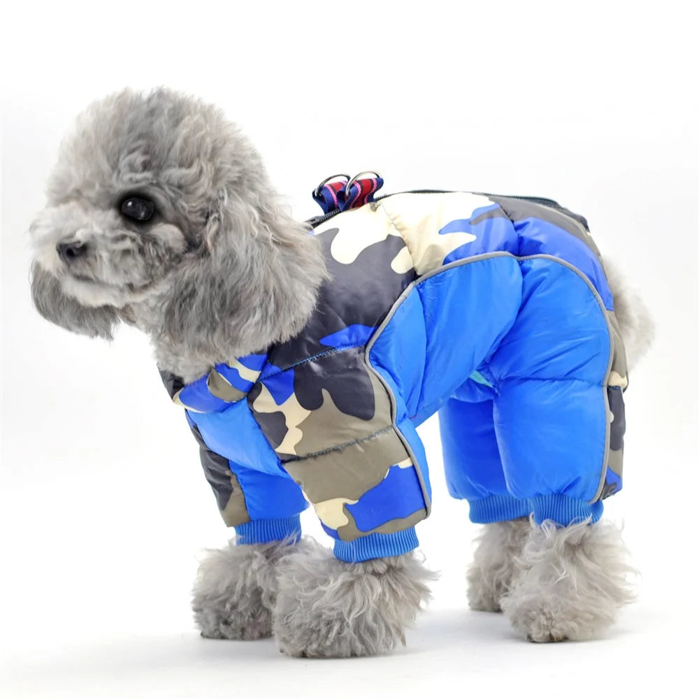 TG-CL060 Camouflage Splicing Pet Dog Zipper Coat Waterproof Winter Puppy Outwear Pet Gift - Blue Camouflage / Size 14 - 7