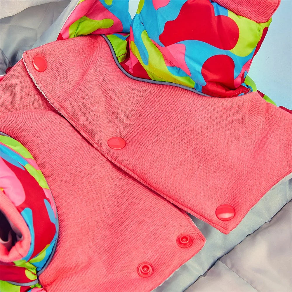 TG-CL062 Camouflage Splicing Pet Dog Hoodie Coat Waterproof Winter Puppy Costumes Pet Gift - Rose / Size 12 - 5