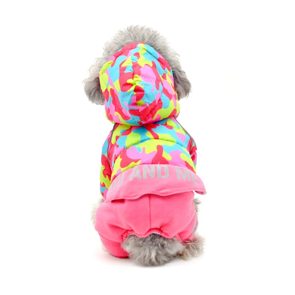TG-CL062 Camouflage Splicing Pet Dog Hoodie Coat Waterproof Winter Puppy Costumes Pet Gift - Rose / Size 12 - 7