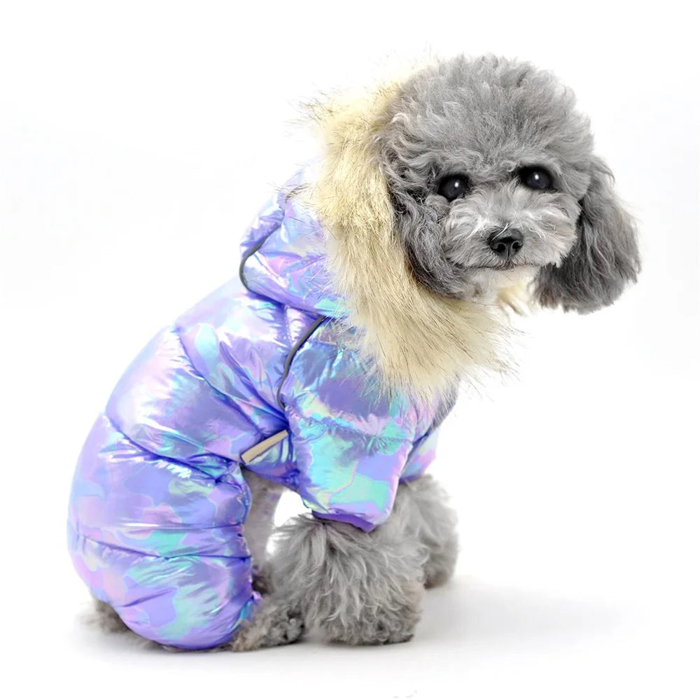TG-CL061 Pet Dog Colorful Laser Hoodie Coat Waterproof Winter Puppy Outwear Costumes Pet Gift - Purple / Size 12 - 2