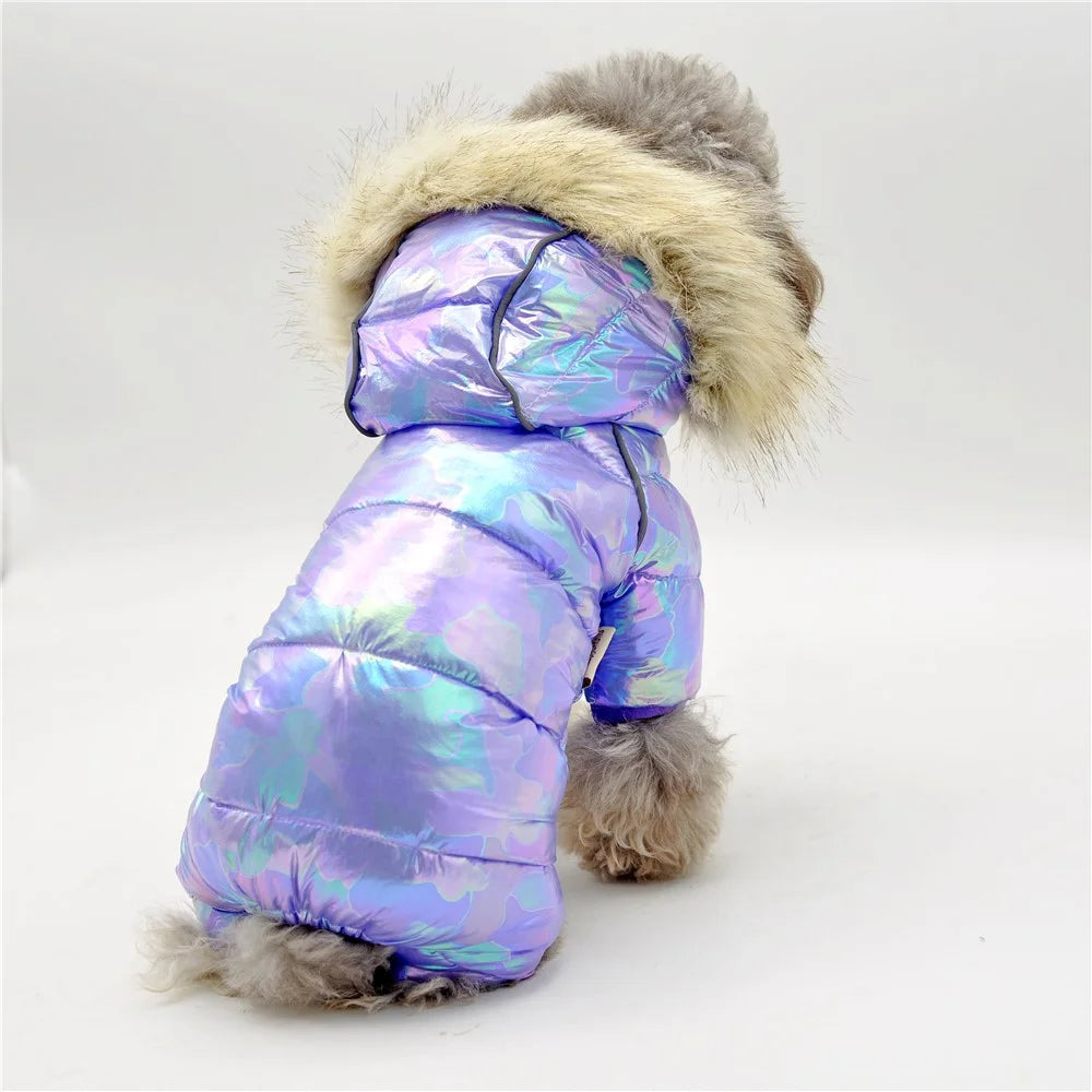 TG-CL061 Pet Dog Colorful Laser Hoodie Coat Waterproof Winter Puppy Outwear Costumes Pet Gift - Purple / Size 12 - 5